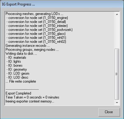 tabulka exportu do IGS